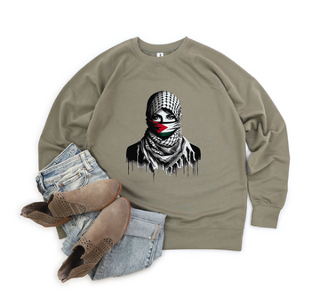 Palestinian Woman Olive Lightweight Crewneck