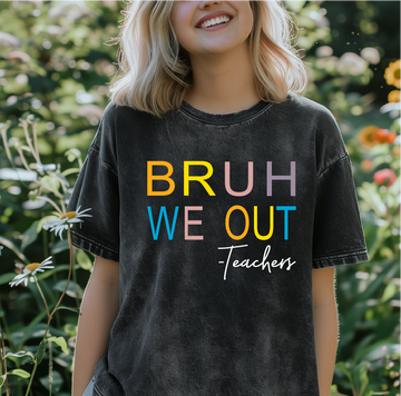 Bruh We Out Black Mineral Wash Tee