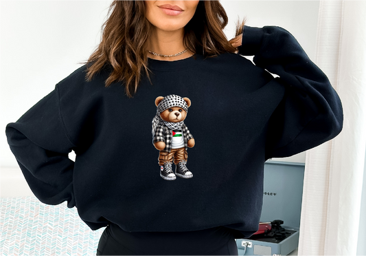 Palestine Bear Black Heavyweight Crewneck