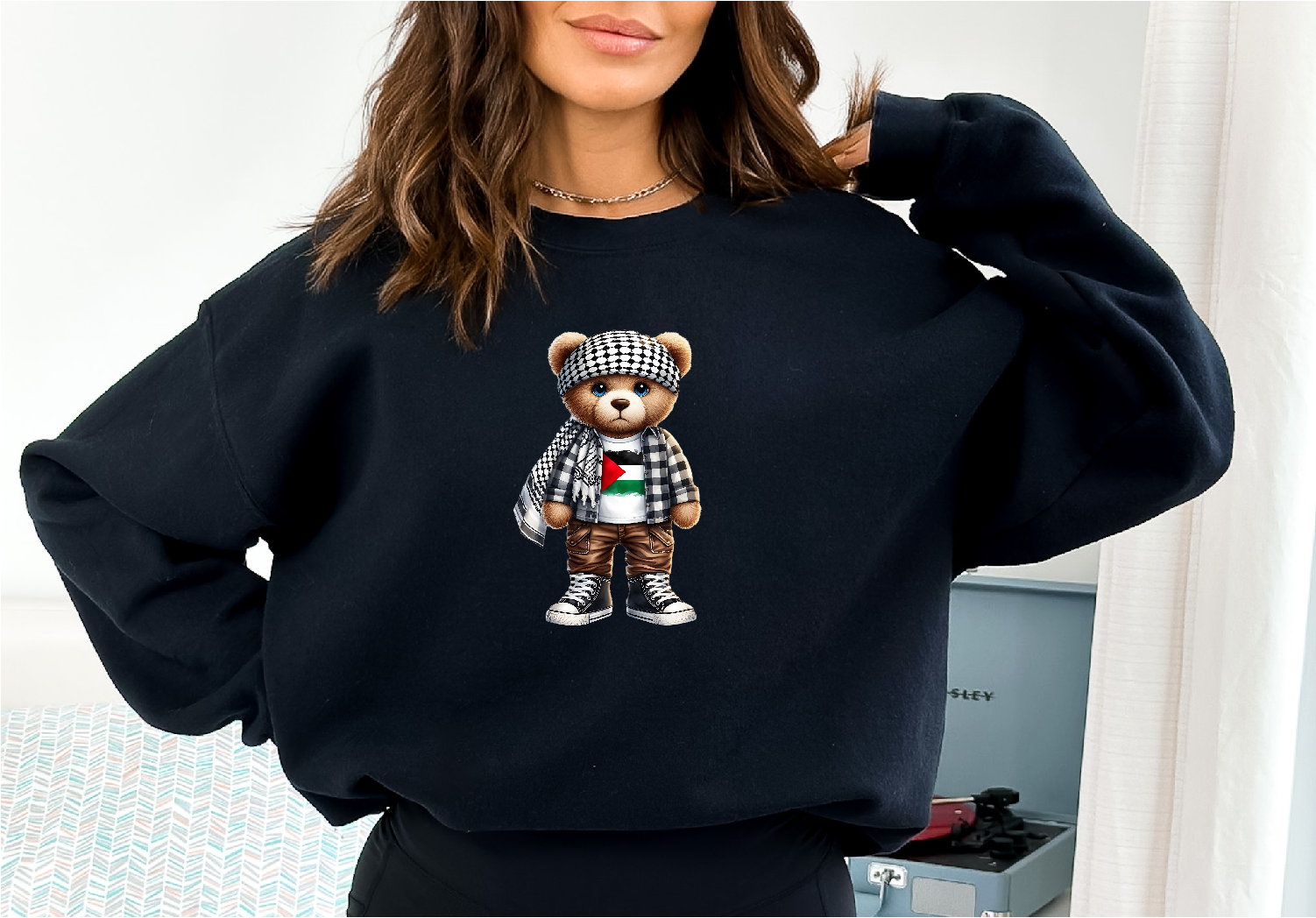 Palestine Bear Black Heavyweight Crewneck