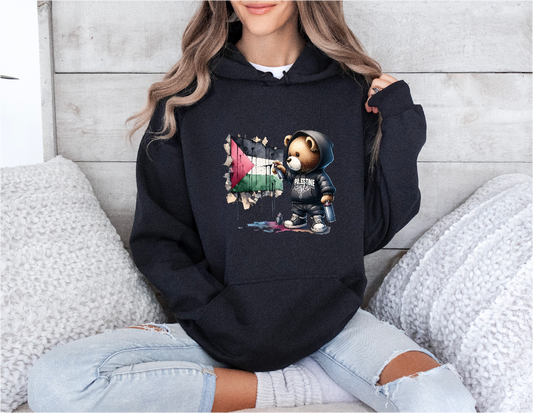 Palestine Spray Paint Black Hoodie