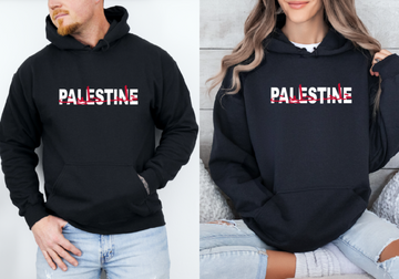 Palestine + Arabic Calligraphy Hoodie Black