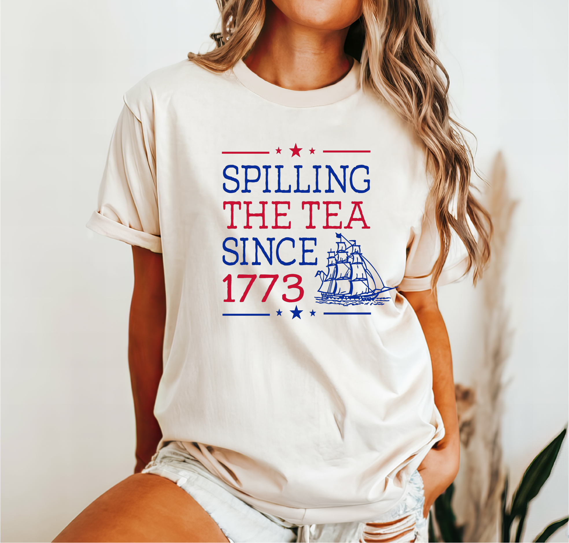Spilling The Tea Heather Natural Tee