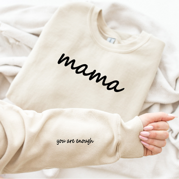 Mama + You Are Enough Sand Heavyweight Crewneck